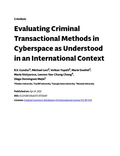 Evaluating Criminal Transactional Methods in Cyberspace as Understood in an International Context