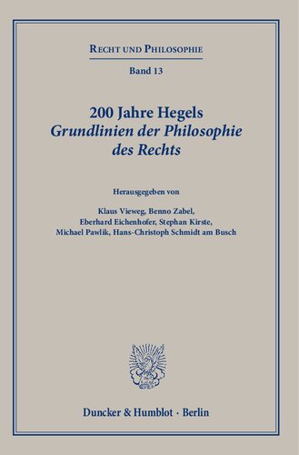 200 Jahre Hegels Grundlinien der Philosophie des Rechts