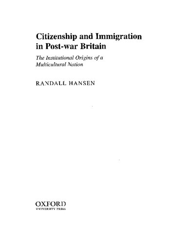 Citizenship and Immigration in Postwar Britain