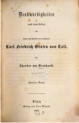 Denkwurdigkeiten aus dem Leben Carl Friedrich Grafen von Toll