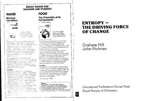 Entropy - the Driving Force of Change (Chemistry cassettes: A-Level series)