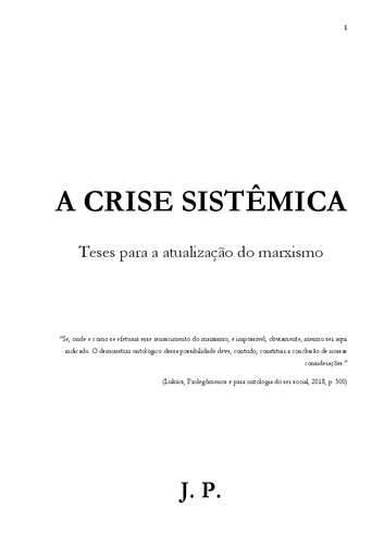 A crise sistêmica - Teses para a atualização do marxismo