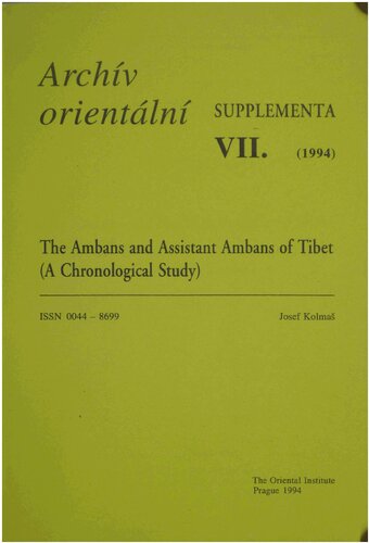 The Ambans and Assistant Ambans of Tibet (A Chronological Study)