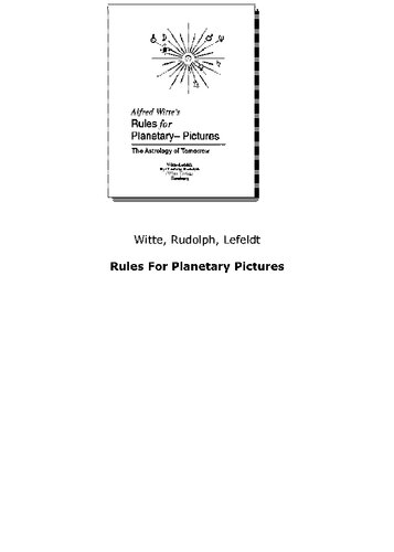 Alfred Witte's Rules For Planetary Pictures, The Astrology Of Tomorrow