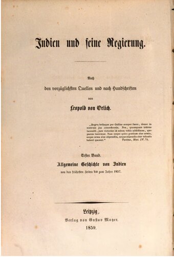 Allgemeine Geschichte von Indien von den frühesten Zeiten bis zum Jahre 1857