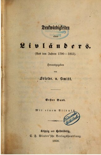 Denkwürdigkeiten eines Livländers (Aus den Jahren 1790-1815)