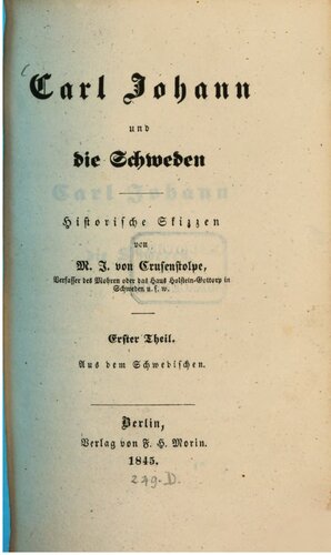 Carl Johann und die Schweden : Eine historische Skizze