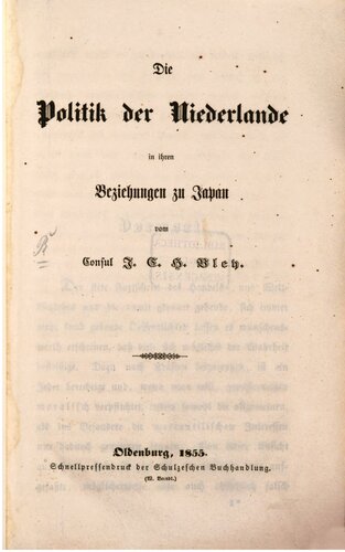 Die Politik der Niederlande in ihren Beziehungen zu Japan