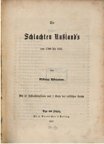 Die Schlachten Russlands von 1700 bis 1831