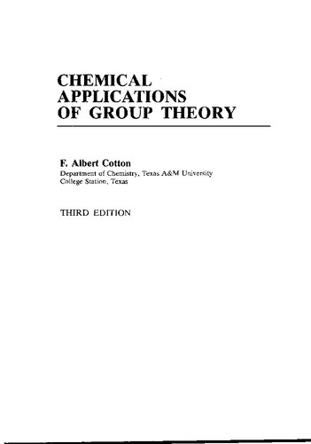 Chemical Applications of Group Theory, 3rd Edition