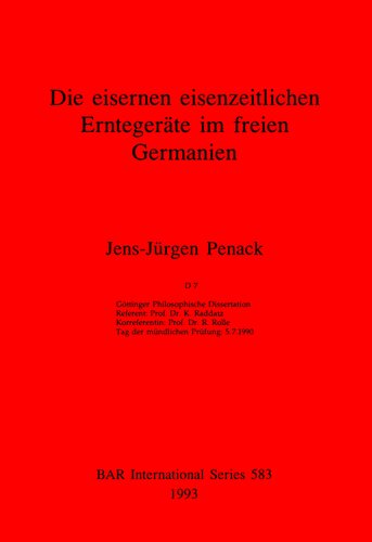 Die eisernen eisenzeitlichen Erntgeräte im freien Germanien