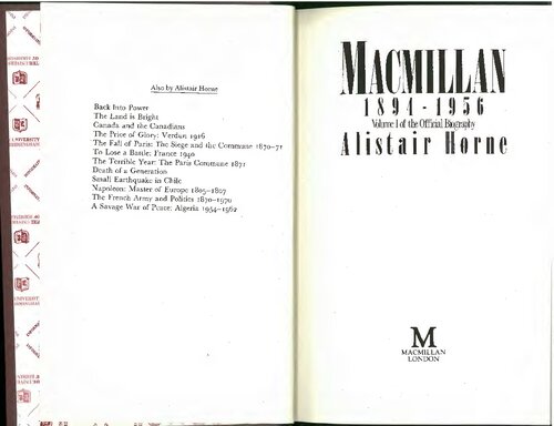 Macmillan Vol.1: 1894-1956