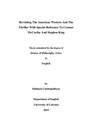 Synoptic Study of Cormac McCarthy and Stephen King through Christian Hermeneutics