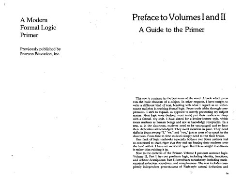 A Modern Formal Logic Primer: Sentence Logic + Predicate Logic