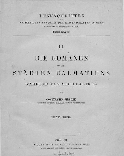 Die Romanen in den Städten Dalmatiens während des Mittelalters