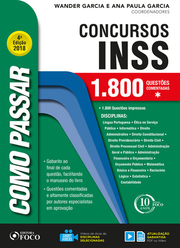 Como passar concursos do inss 4ª edição 1800 questões comentadas