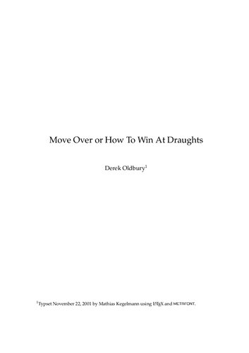 Move over ; or, How to win at draughts