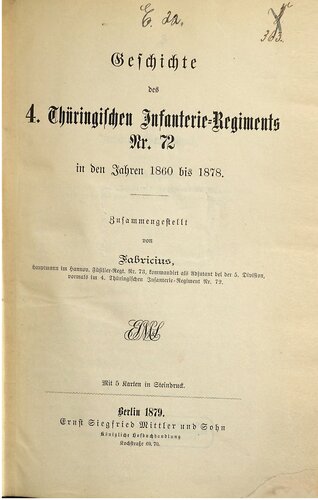 Geschichte des 4. Thüringischen Infanterie-Regiments Nr. 72 - 1868-1878