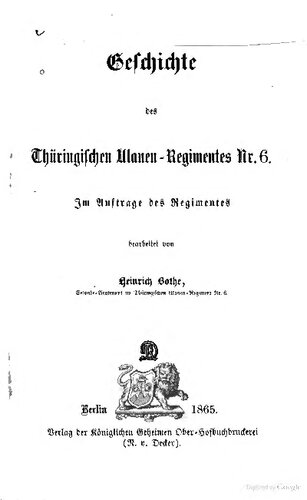 Geschichte des Thüringischen Ulanen-Regiments Nr. 6