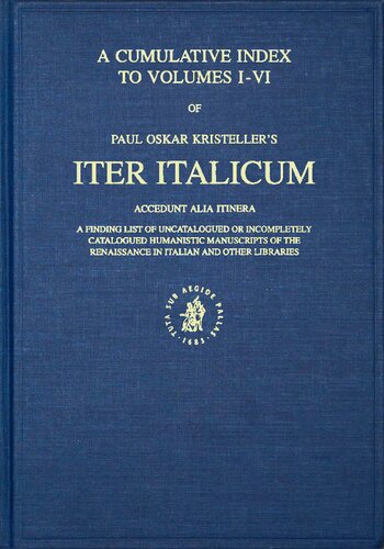 A cumulative index to Volumes I-VI of Iter Italicum