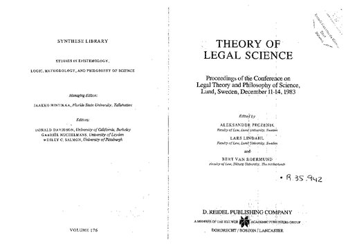 THEORY OF LEGAL SCIENCE Proceedings ofthe Conference on Legal Theory and Philosophy of Science, Lund, Sweden, December 11-14, 1983