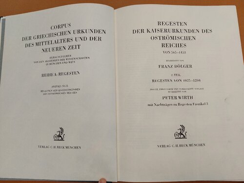 Regesten der Kaiserurkunden des ostroemischen Reiches von 565-1453. 2. Teil: Regesten von 1025-1204