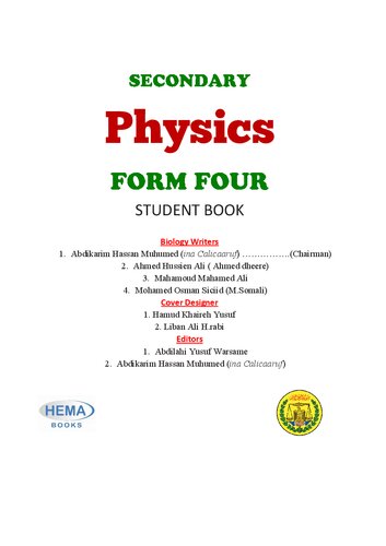 Secondary Physics. Student book. Form Four