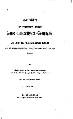 Geschichte der Großherzoglich Hessischen Garde-Unteroffiziers-Compagnie