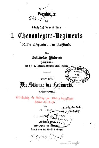 Geschichte des Königlich Bayerischen Chevaulegers-Regiments Alexander von Russland