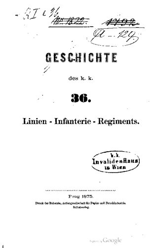 Geschichte des k. k. 36. Linien-Infanterie-Regiments