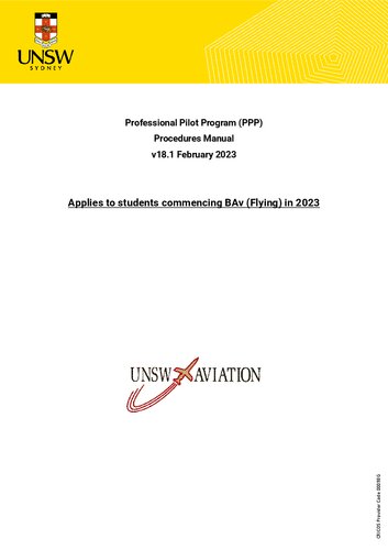 Professional Pilot Program Procedures Manual - 2023 BAVF