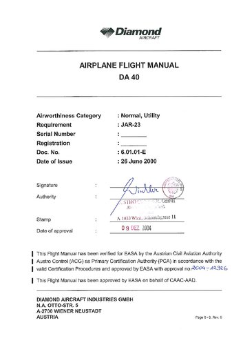 DA40 Diamond Star: Airplane Flight Manual