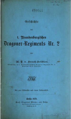 Geschichte des 1. Brandenburgischen Dragoner-Regiments Nr. 2