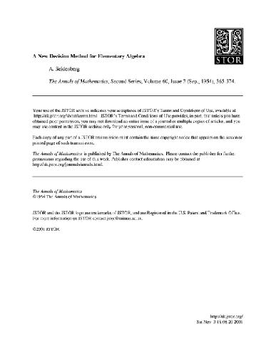 Decision method for elementary algebra