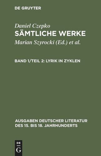 Sämtliche Werke: Band 1/Teil 2 Lyrik in Zyklen