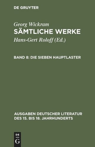 Sämtliche Werke: Band 8 Die sieben Hauptlaster