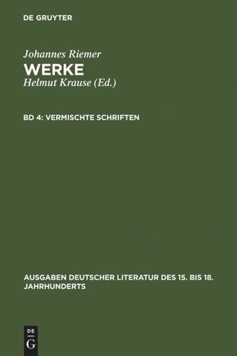 Werke: Band 4 Vermischte Schriften