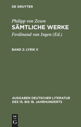 Sämtliche Werke: Band 2 Lyrik II