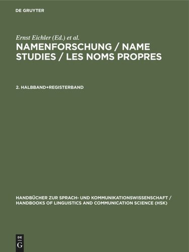 Namenforschung / Name Studies / Les noms propres: 2. Halbband+Registerband