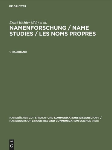 Namenforschung / Name Studies / Les noms propres: 1. Halbband