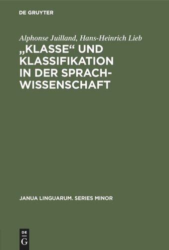 „Klasse‟ und Klassifikation in der Sprachwissenschaft