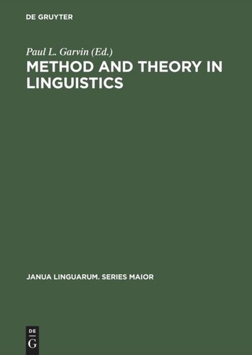 Method and Theory in Linguistics