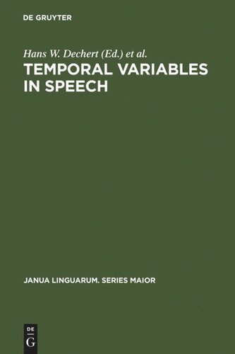 Temporal Variables in Speech: Studies in Honour of Frieda Goldman-Eisler