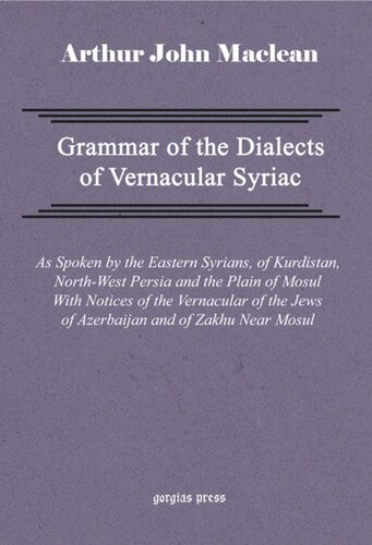 Grammar of the Dialects of Vernacular Syriac