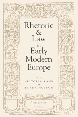 Rhetoric and Law in Early Modern Europe