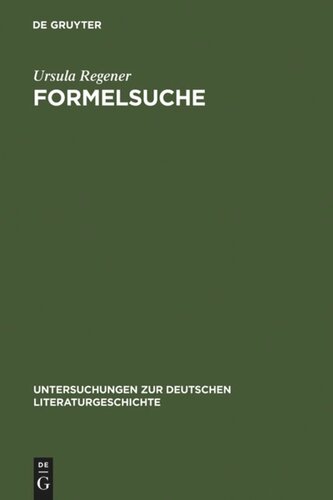 Formelsuche: Studien zu Eichendorffs lyrischem Werk