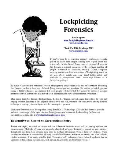 Lockpicking Forensics