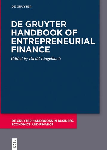 De Gruyter Handbook of Entrepreneurial Finance