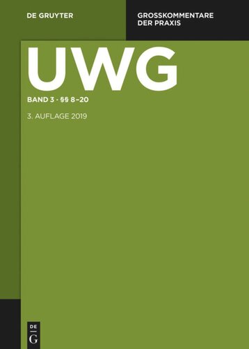 UWG: Band 3 §§ 8-20; § 23 GeschGehG; Register