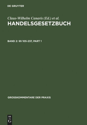 Handelsgesetzbuch: Band 2 §§ 105-237